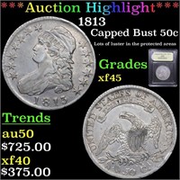 *Highlight* 1813 Capped Bust 50c Graded xf+