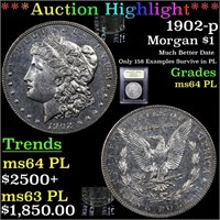 *Highlight* 1902-p Morgan $1 Graded Choice Unc PL