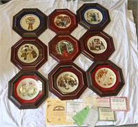 (9) WOOD FRAMED COLLECTOR PLATES w/ COA's