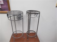 2 Silver Wire Plant Stands