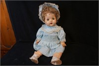 Old Composite  Doll with Blue Dress