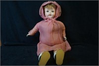 Old Compost Doll with Pink Dress