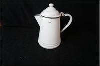 Vintage Porcelain Coffee Pot with black Rim