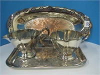 Silverplate Cream & Sugar w/Tray