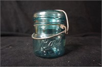 Blue Ball Jar with Glass Lid