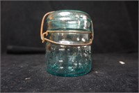 Light Blue Atlas Jar with Glass Lid