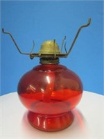 Cranberry Glass Base Oil Lamp