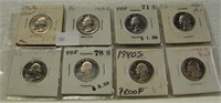 8 DIFFERENT SILVER PROOF QUARTERS - 1968-1982