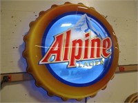 Lighted Alpine bottle cap sign - 19" across