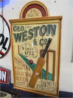 Geo Weston & Co - Cricket Equip wood sign