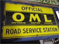 OML- Ontario Motor League -Dbl sided metal/ enamel