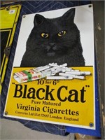 Black Cat Virginia Cigarettes metal / porc. sign
