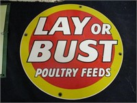 Lay or Bust Poultry Feeds-Porcelain / metal -11"