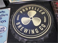 Propellor Brewing Co. bottle cap sign