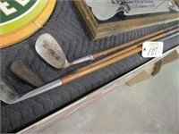 3 - wooden handle golf clubs