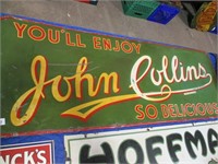 John Collins metal painted sign