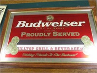Budweiser-Hilltop Grill & Beverage Co. sign