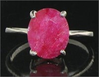 Natural Oval 4.07 ct Ruby Solitaire Ring
