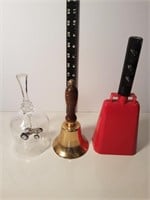 3 Bells Glass, Brass, Tin