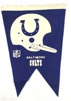 Vintage Baltimore Colts Felt Double Point Pennant