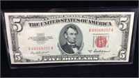 1953-A Red Seal Five Dollar Bill