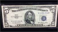 1953 Five Dollar Silver Certificate Note