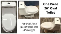 1-PC. dual flush Oval Toilet w/ soft close seat