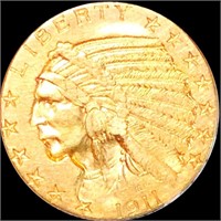 1911 $5 Gold Half Eagle NEARLY UNCIRCULATED