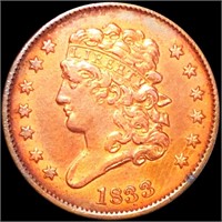 1833 Classic Head Half Cent NEARLY UNCIRCULATED