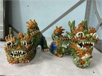 Lot of 2 Glazed Porcelain Dragon Figures.
