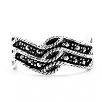 Artisan Silver & Marcasite Cable Band Ring
