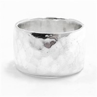 Designer Wide Hammered Sterling Silver Band Ring