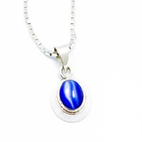 Modern Silver & Blue Cats Eye Necklace