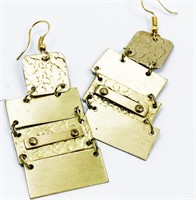 MILLARD Brass Textured Dangle Statement Earrings