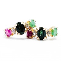 Emerald Sapphire & Ruby Gold Hoop Earrings