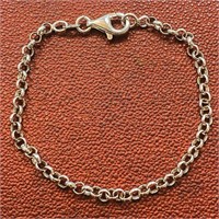Designer Narrow Rolo Link Silver Bracelet
