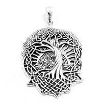 Designer Celtic Knot Tree of Life Silver Pendant