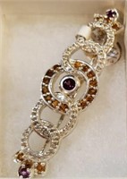 SS Pin with Garnet -Citrine Diamonds