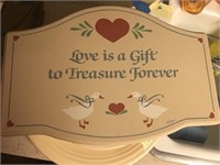 Wooden Sign, Love is a Gift to Treasure Forever