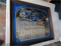 Framed Lowenbrau Blue & Gold Mirror 26"x22"