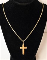 Gold Necklace w Cross Marked 18KP Americ KJ