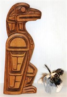 2 NW Native Signed - Wood Raven & Ceramic Bear