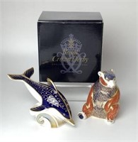 Royal Crown Derby Bear and Bottle Nose Dolphin