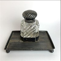 Inkwell with Sterling Silver Tray and Lid