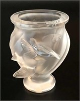 Lalique "Rosine" Vase with Flying Doves