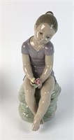 Tall NOA Lladro Girl Sitting on Rock Figurine