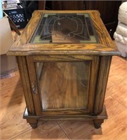 Oak Display Case Side Table