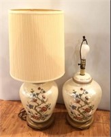Pair of Table Lamps with Floral Motif