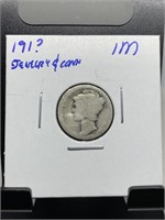 191? MERCURY SILVER DIME