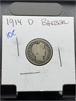 1914-D BARBER SILVER DIME